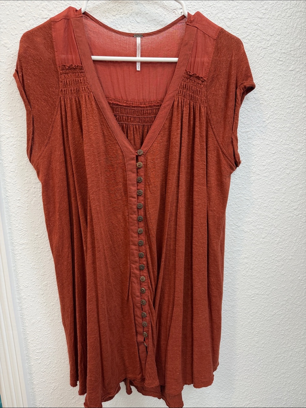 Free People Burnt Orange Button-Front Tunic